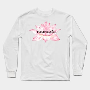 Namaste, pink Lotus Flower Long Sleeve T-Shirt